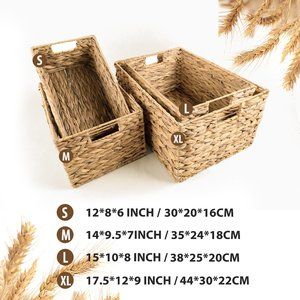 NEW 4-Piece Water Hyacinth Woven Basket set